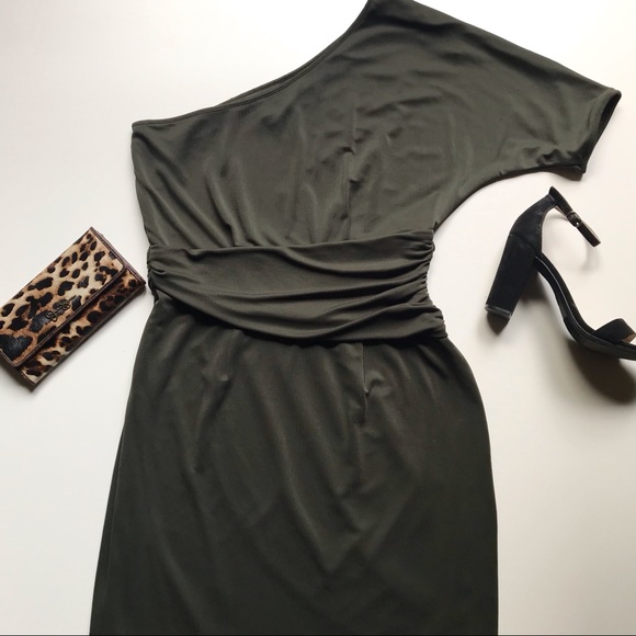 Vince Camuto Olive Green One-Shoulder Dress - Picture 5 of 8